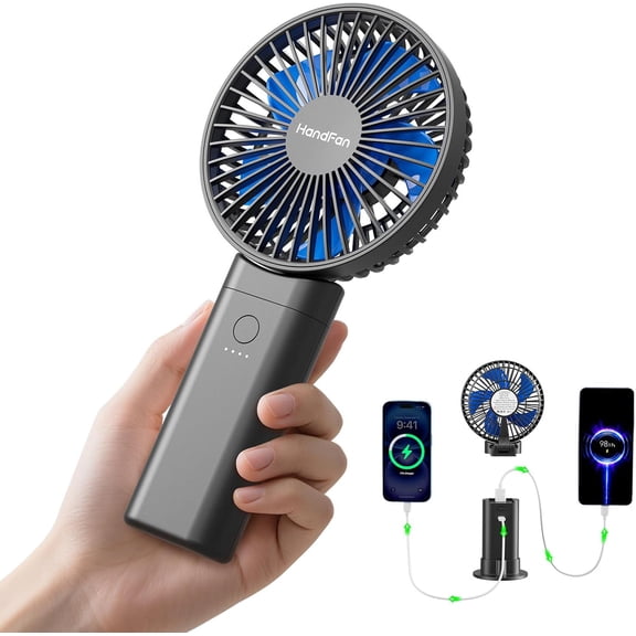 HandFan 5200mAh Portable Handheld Fan, USB Rechargeable Fan, Foldable 180 ° Adjustable Head, 3-Speed Strong Airflow, Compact Travel Fan for Beach, Concerts, Picnics, Parks, Gaming & Outdoor