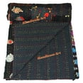 thumbnail image 4 of Indian Vintage Art Cotton, Silk Mix Kantha Quilt , Patchwork Handwoven Kantha Quilt , Bedspread , Throw Blanket Size (Twin Size - 60" x 90"), 4 of 5