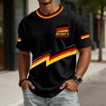 thumbnail image 2 of Soccer Cup 2026 Jersey for Men, Crew Neck Short Sleeve Deutschland Lightning Bolt Graphic Tee with Waffle Knit Texture - Breathable Performance Top for Match Day & Gym Black XXXXL, 2 of 7