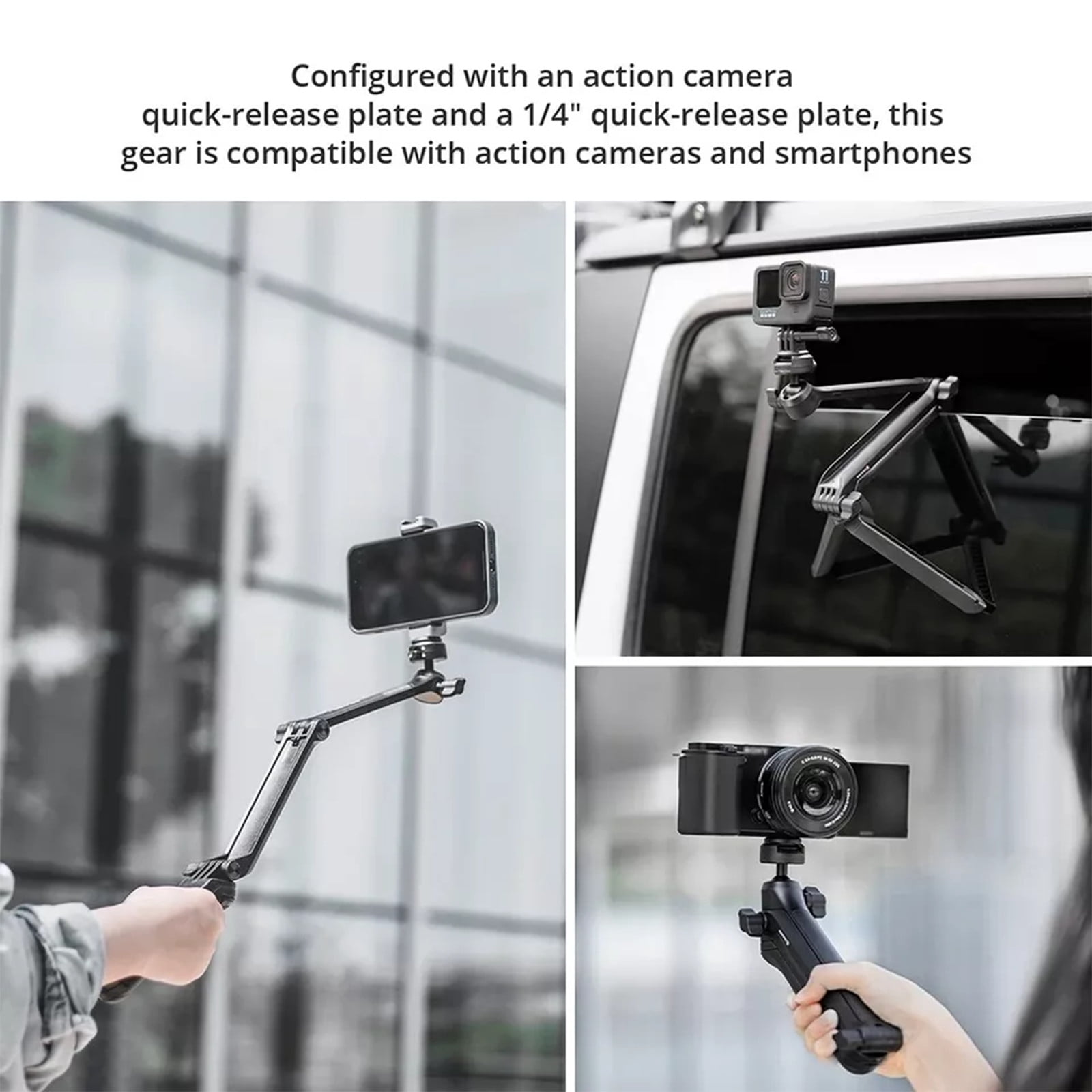CapLock MantisPod Z Tripod for Insta360 LINK 2, GoPro, DJI, Smartphones – 360° Rotation, 5 Shooting Modes, Portable Camera Grip with Quick Release Plate
