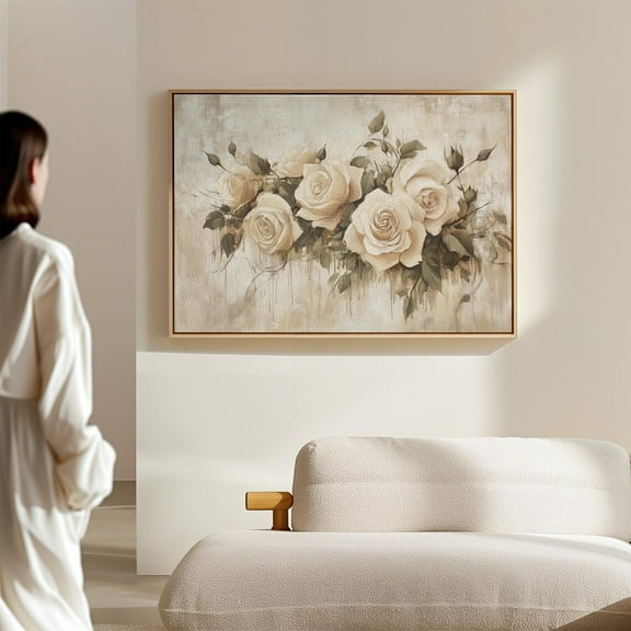 Classic Ivory Rose Wall Art - Elegant Floral Hangable Wall Decor For Home And Living Spaces Wall Art, Modern Wall Decor, 8x12 UNFRAMED