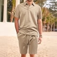 thumbnail image 2 of New Fashion Sets Men's Leisure Tracksuit Set Sports Casual Short Sleeve Solid Color Polo Shirt+Shorts Streetwear 2 Piece Suits, 2 of 5