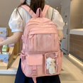 thumbnail image 3 of Trendy Minimalist Backpack, All-Match Rucksack, Preppy School Bag With Bear Pendant, 3 of 6