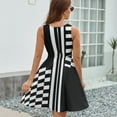 thumbnail image 6 of Stylish Black And White Check And Stripes Dress Fashion Beach Long Dresses Female Party Printed Sundress, 6 of 7