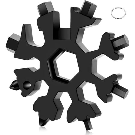 Snowflake Multitool 18-in-1 Snowflake Standard Multi Tool Portable Camping Accessories with Keyring for Outdoor Travel Camping(Black)