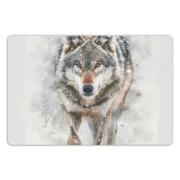 Home Decor Gifts Wall Art Poster Funny Retro Metal Tin Sign Metal Plaque - The Hungry Appearance of the Wolf Searching for Food, Fierce Hunter, 12*8in 12x8in