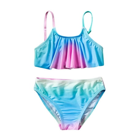 

Vedolay Girls Swimsuit Toddler Baby Girls Swimwear Cute Straps Bikini Set Swimsuit Beachwear Outfits(Blue 4 Years)