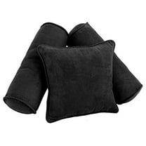 Double-corded Solid Microsuede Throw Pillows with Inserts (Set of 3), Black