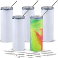 thumbnail image 6 of Sublimation life 20 oz sublimation tumbler skinny straight, 5 Pack skinny tumblers with lids and straws, Double Wall 304 Stainless Steel sublimation cups blank with Cleaning brush, Polymer Coating, 6 of 9
