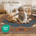 thumbnail image 4 of ODIKA 6'x9' Washable Area Rug Entryway Bands Symmetrical Botanical Entry Faded Bathroom Vintage for Queen Size Bedroom, Under Bed, Master Suite, Easy Care, Non-Shedding, 4 of 7