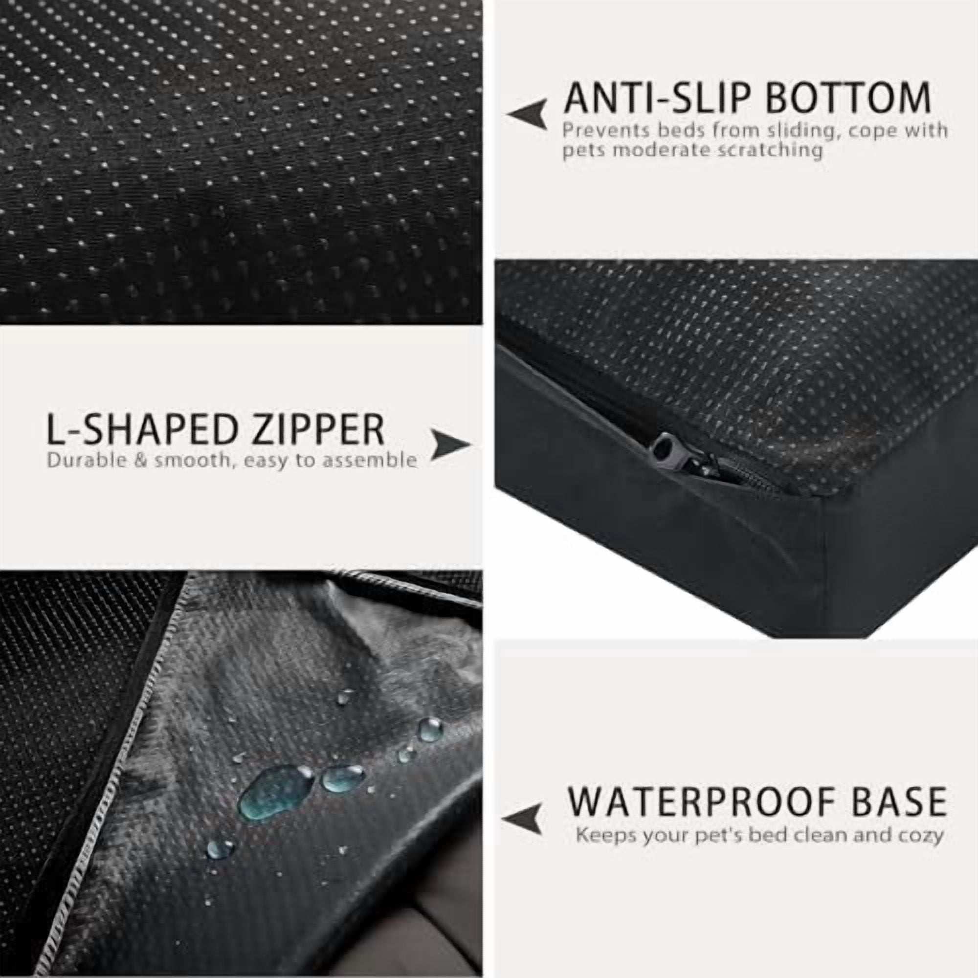 Dog Crate Bed Waterproof Deluxe Plush Dog Beds with Removable Washable Cover Anti-Slip Bottom Pet Sleeping Mattress for Large, Medium, Jumbo, Small Dogs, 47 x 29 inch, Black