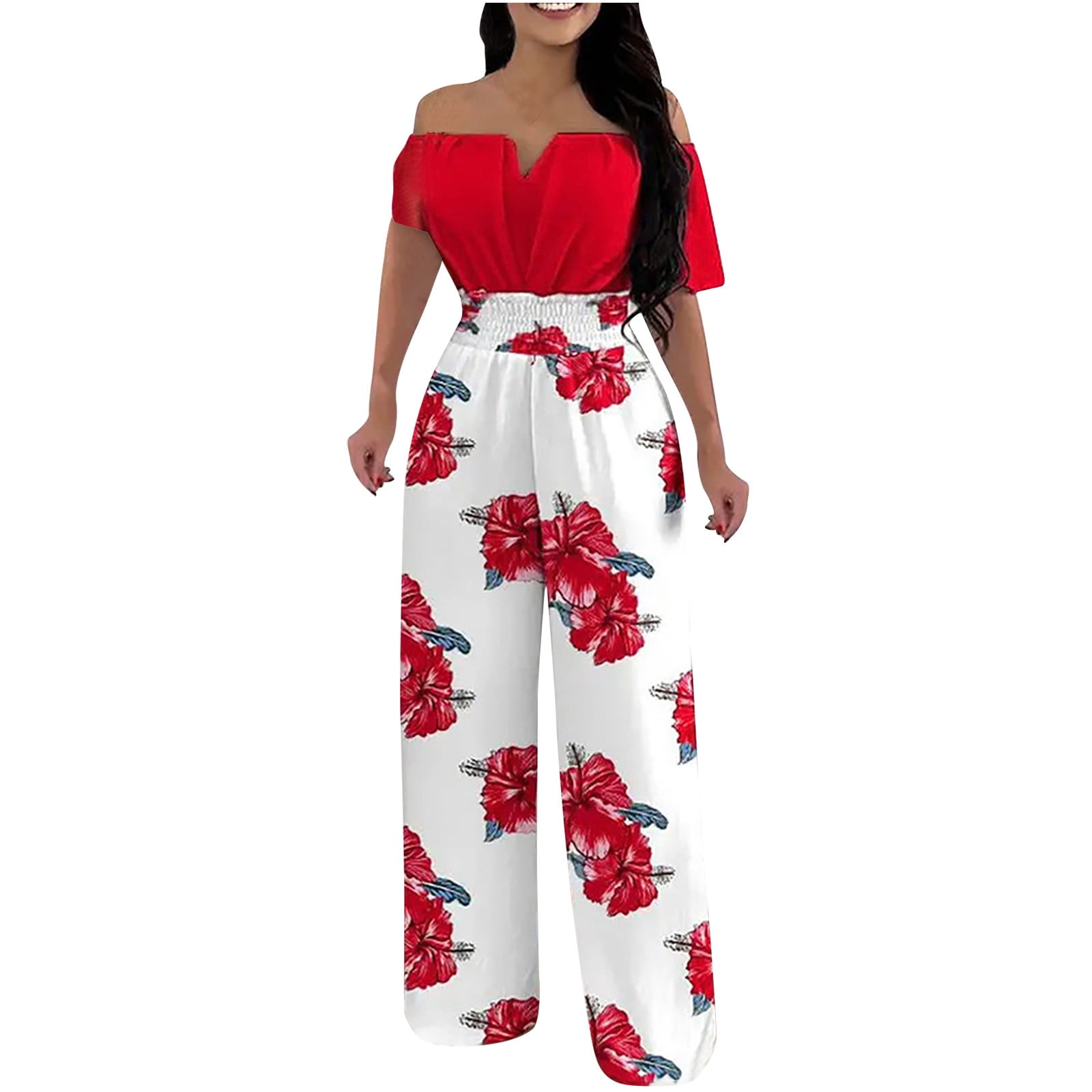Tdoqot Women's Utility Jumpsuit- Summer and Fall Fashion Solid Color with  Pockets Casual Long Romper Jumpsuit Red Size L - Walmart.com