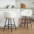 thumbnail image 2 of Zesthouse 26.4″ Swivel Bar Stools Set of 2, Sherpa Upholstered Counter Height Barstools with Barrel Arms & Backs, Modern Counter Stools for Kitchen Island, White, 2 of 15