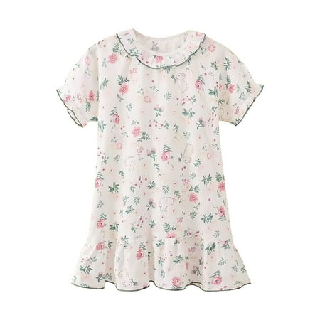 

Baby Girls Dresses Floral Printed Short Sleeve O-Neck Summer Peplum Hemline Suitable For 1 To 15 Years Wedding Stylish Holiday Dress