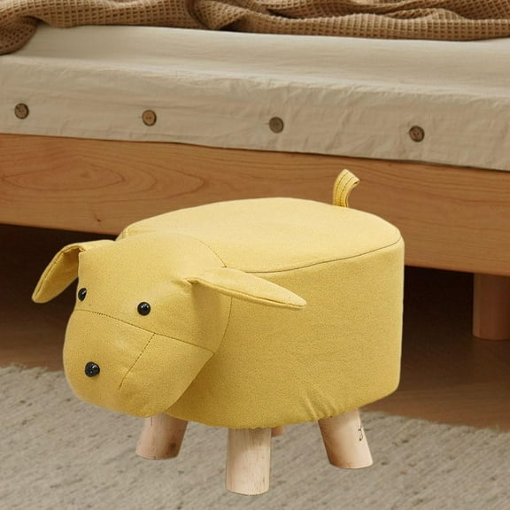 Tongina Animal Kids Footstool, Foot Stool Cartoon Cute Non Slip Animal Shaped Pouffe Chair Foot Rest for Nursery, Indoor, Living Room Yellow Dog