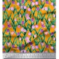 thumbnail image 1 of Soimoi Rayon Crepe Fabric Leaves & Tulip Floral Print Fabric by The Yard 46 Inch Wide, 1 of 3