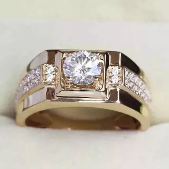 3Ct Round Cut Lab Created Diamond Pinky Men's Ring Band 14k Yellow Gold Plated