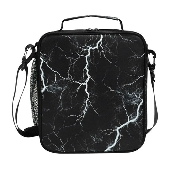 ALAZA Black Marble Lunch Box Insulated Lunch Bag Reusable Thermal Cooler Tote School Picnic