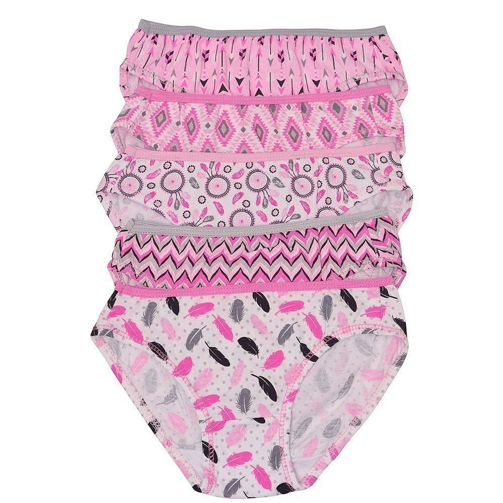 1000 Cute 1000 Cute Girls Underwear, 5 Pack Pink Feather Print