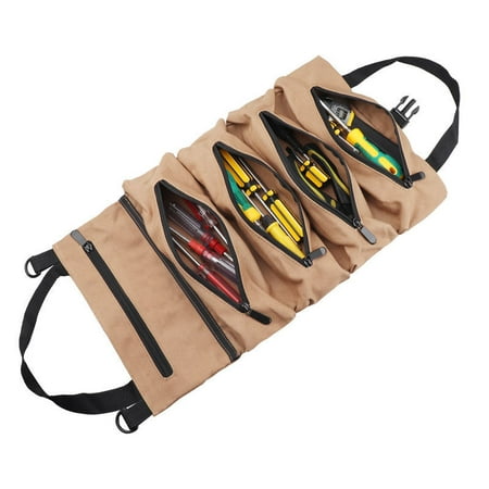 

Toyella Car 16 Ann Canvas Tool Hanging Bag Car Storage Bag Electrician Bag Hardware Car Tool Bag KhakiB