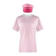 thumbnail image 2 of Barbie camiseta de manga corta a rayas rosa + sombrero disfraz de Halloween Cosplay, 2 of 4