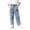 Blue, variant on WQNVRNR Girls Straight Jeans Heart Print Casual Elastic Waist Fall Winter Kids Denim Blue 10 Years