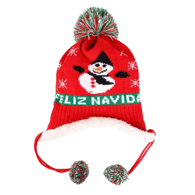 Sombrero de punto Bebé Sunnimix sombrero de Navidad Papá Noel Crochet Knit Beanie muñeco de nieve rojo