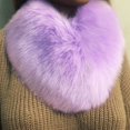 thumbnail image 4 of Women's Winter Faux Fur Scarf Collar, Warm Shawl Neck Wrap with Animal-Friendly Plush Material, Vintage 1920s Inspired Fashion Accessory for Cold Weather, Themed Parties and Holiday Events - Purple, 4 of 4