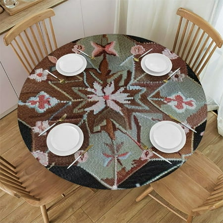

QCPP Fabric Design Pattern Round Table Cover with Elastic Edge 100% Polyester Fiber 54 -58