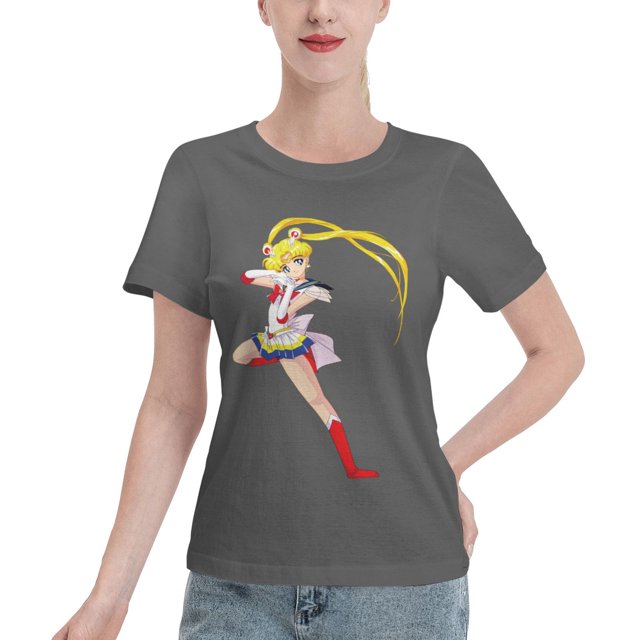 T-Shirt Basique à Manches Courtes pour Femmes Sailor Moon Lièvre Lunaire