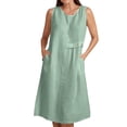 thumbnail image 1 of Vestido de Verano para las Mujeres Playa, Moda Vacaciones Color Sólido sin Mangas Hueco Fuera de la Fiesta Midi para Casual, 1 of 8