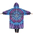 thumbnail image 2 of Oversized Wearable Blanket Hoodie,Colorful Tie Dye Pattern Sherpa Blanket Hoodie with Super Pockets,Super Warm Fuzzy Pullover for Women & Men, 2 of 6