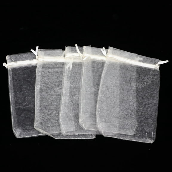 CRILSTYLEO 100Pcs Draw String Bags for Candy Organza Storage Bags Beige Drawstring Design