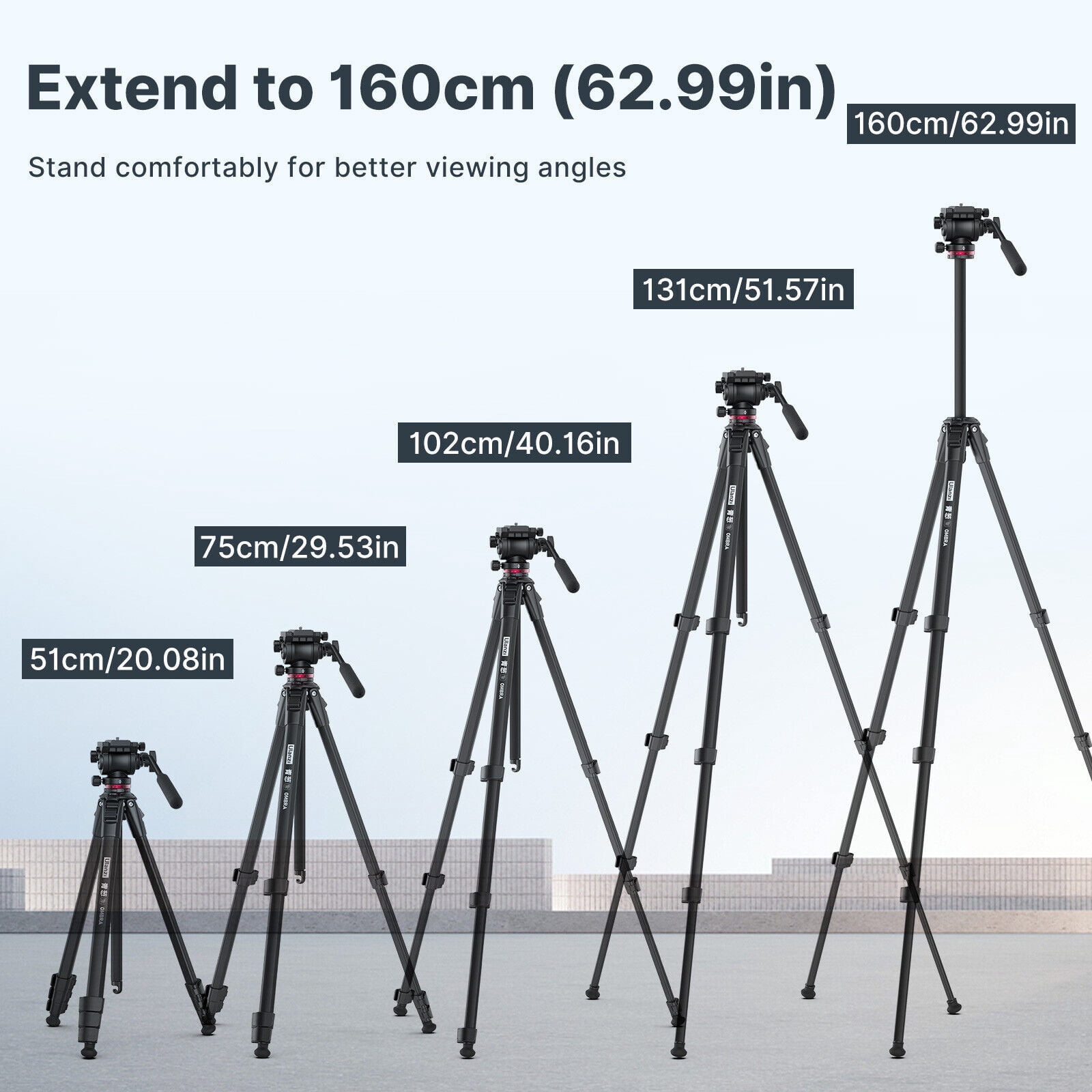 Ulanzi Ombra XIANG Travel Video Tripod with 360° Pan Head for DSLR Cameras and Smartphones, Lightweight Aluminum, 160cm Adjustable Height