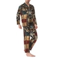 thumbnail image 2 of Susaid American Flag Deer Art Print Men's Long Sleeve Pajama Set, Two-Piece Button-Down Loungewear PJs Set, Comfortable Sleepwear for Relaxation-XX-Large, 2 of 7