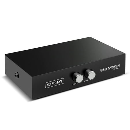 2 Ports USB 2.0 Sharing Switch Box - Manual Share Switcher Adapter Adopter Splitter Hub Selector for PC Computer Scanner Printers Projector Camera and Keyboard with USB-A interface