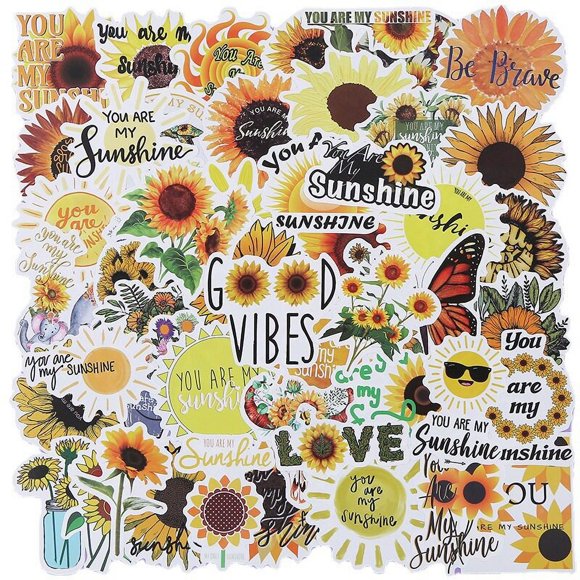 Labymos 50Pcs Sunflower Stickers Decals, You are My Sunshine Stickers for Kids Teens Adults, Waterproof