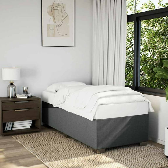 vidaXL Bed Frame without Mattress Dark Gray Twin XL Fabric