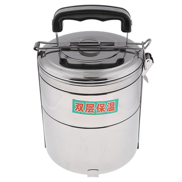 Fiambrera de acero inoxidable, recipiente redondo de metal tipo bento, 3 tamaños 2 niveles