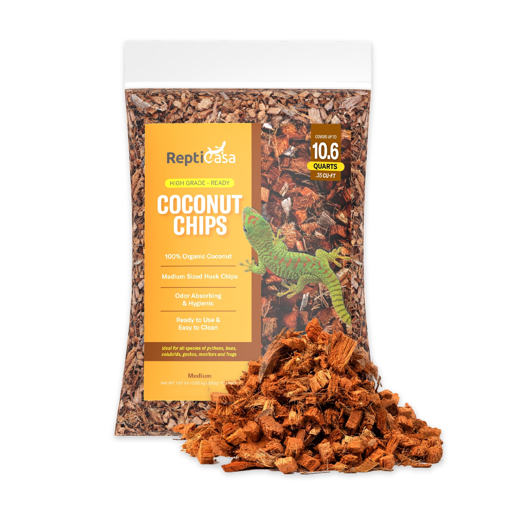 ReptiChip Compressed Coconut Chip Substrate for Reptiles 72 Quart Coco Chips Brick Bedding 5 Pack Breeder Bundle 
