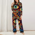 thumbnail image 2 of Pofeuu Vibrant Psychedelic Eye Print Womens Pajamas Set Long Sleeve Sleepwear Button Down Nightwear Soft Pj Lounge Sets Button Down Pajamas Women-XX-Large, 2 of 7