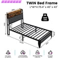 thumbnail image 6 of Winkalon Twin Size Upholstered Platform Bed Frame with Charging Station & LED Lights,Light Gray, 6 of 9