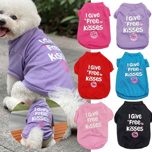 Coziro Soft Cotton Dog Shirt for Medium Large Breeds - Breathable Summer Pet Vest Tee with I Give Free Kisses Print - Trendy Black Casual Outdoor Top, 1-Pack