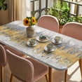 thumbnail image 3 of Yellow Grey Abstract Table Cloths for 5 Foot Rectangle Tables, Gradient Geometric Graffiti Modern Art Patio Waterproof Elastic Fitted Tablecloths, Washable Rectangular Table Cover for Camping, 3 of 8