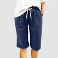 thumbnail image 4 of Womens Bermuda Shorts Elastic Waistband Drawstring Pockets Lightweight Knee Length Bermuda Long Shorts for Women, 4 of 8