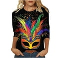 thumbnail image 2 of Mardi Gras Tee Shirts for Women Plus Size Funny 3/4 Sleeve Cute Holiday Crew Neck Tops 2026 Mardi Gras Outfit Carnival Theme Party Tee Tops, 2 of 6