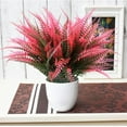 thumbnail image 3 of Artificial Ferns for Outdoors Fake Boston Fern Greenery Plants UV Resistant No Fade Faux Plastic Plants Shrubs for Garden Front Porch Window Box Outdoor Decoration (Pink), 3 of 5
