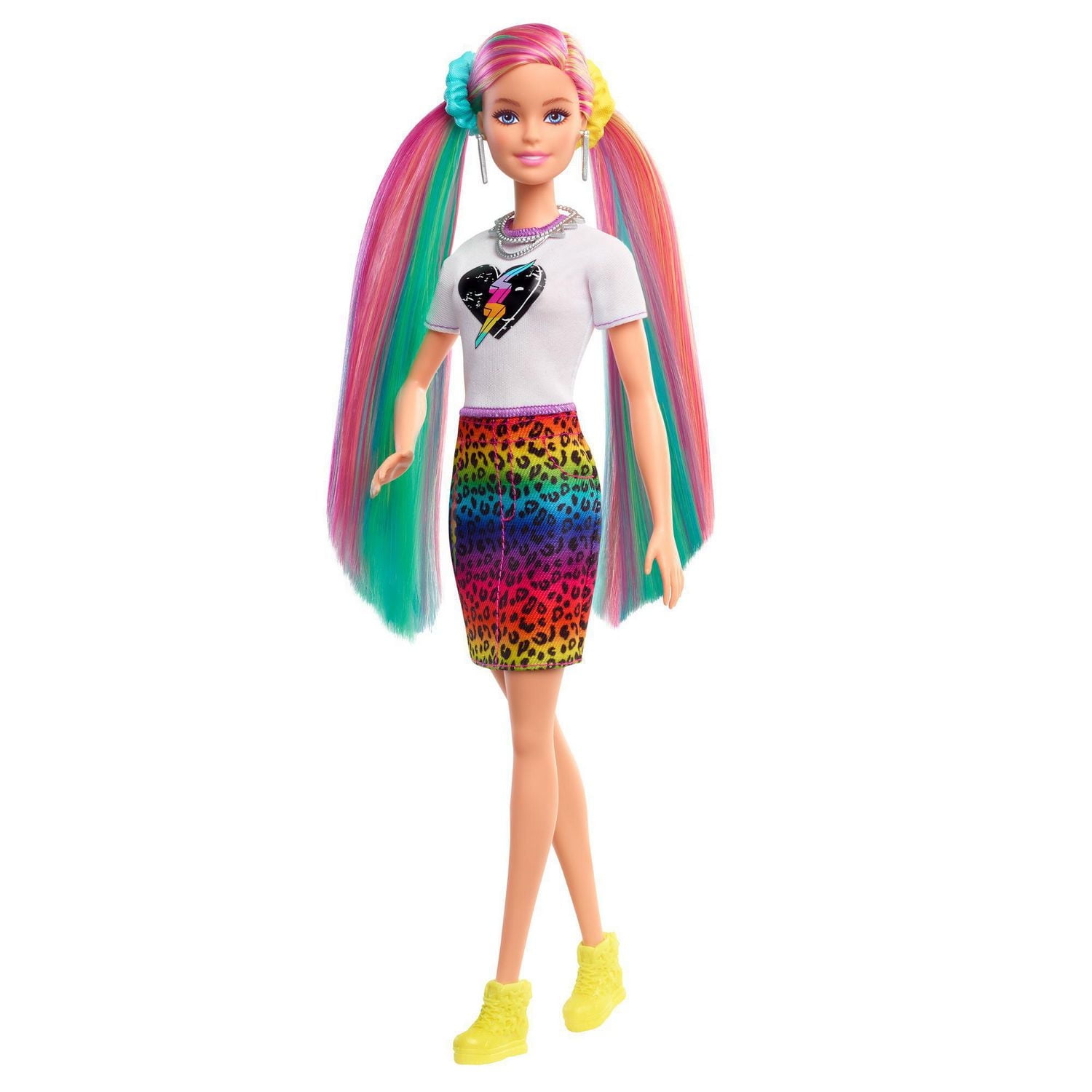 Poupée Barbie Chevelure Arc-en-ciel Léopard (Blonde) avec Cheveux qui Changent de Couleur