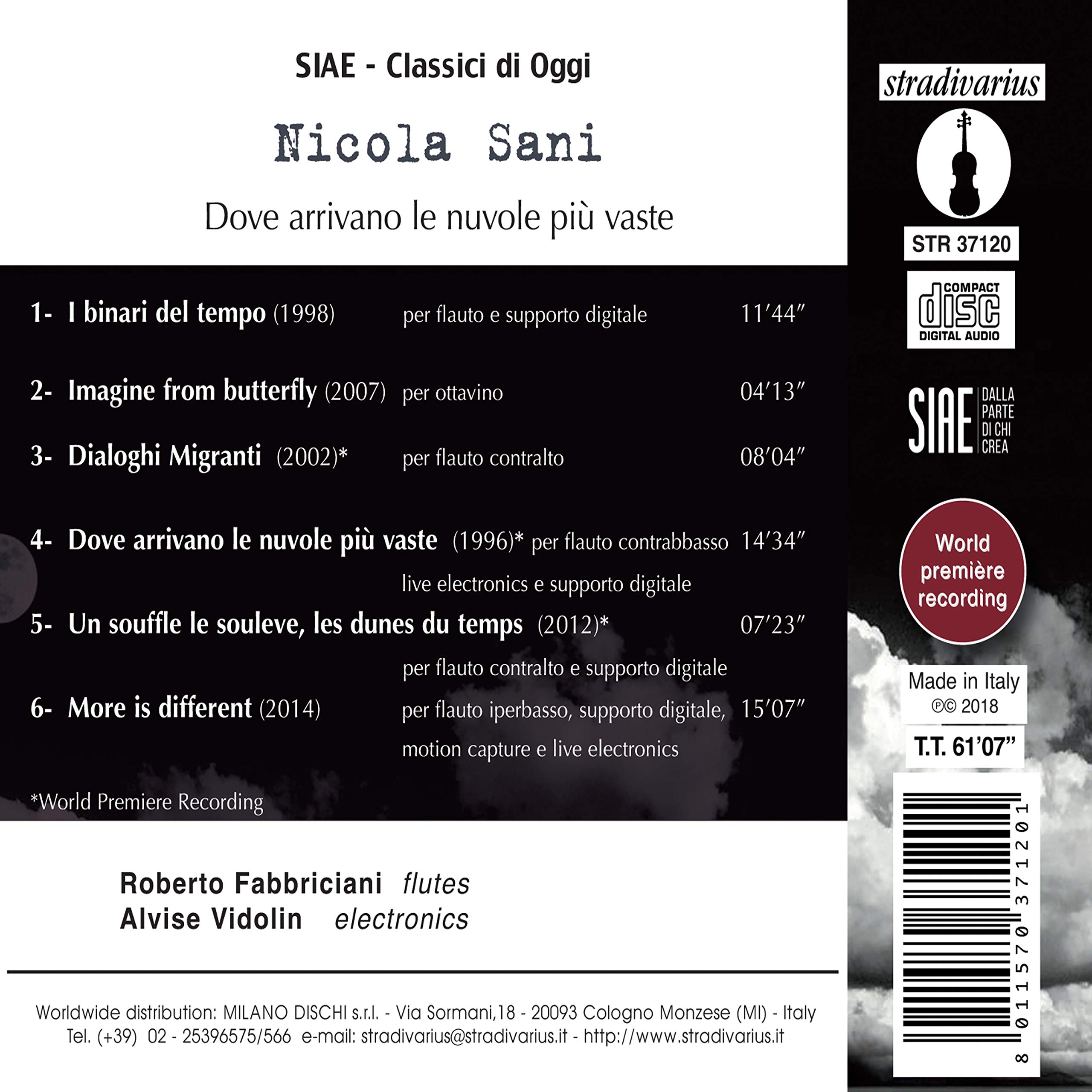 Sani / Fabbriciani / Vidolin - Dove Arrivano Le Nuvole Piu Vaste - Music & Performance - CD