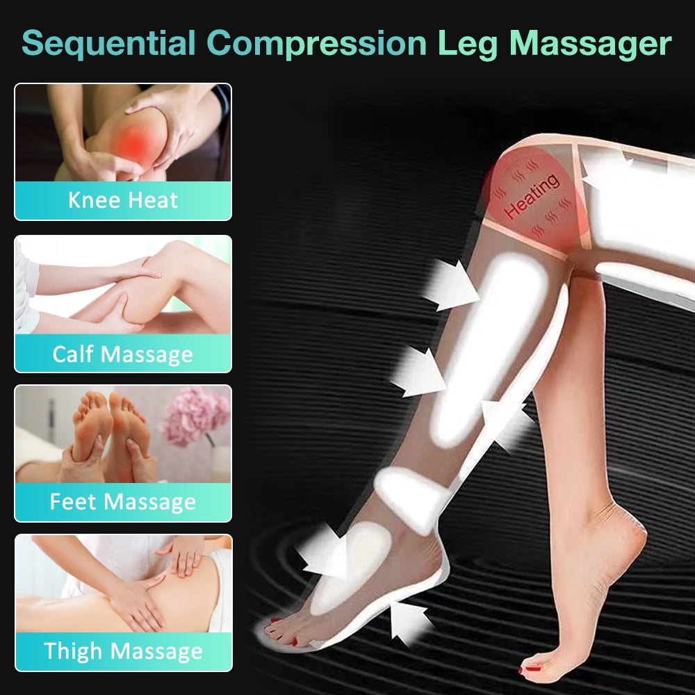 Leg Massagers for Circulation - Foot and Calf Massager with Heat, Air Compression Leg Wraps Massage Boots Machine for Home Use Leg Massage